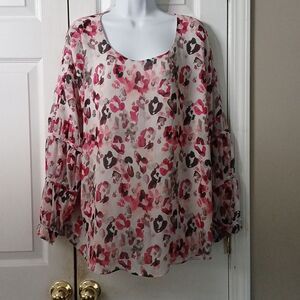 Cato Est 1946 long sleeve print blouse Sz 18/20W EUC